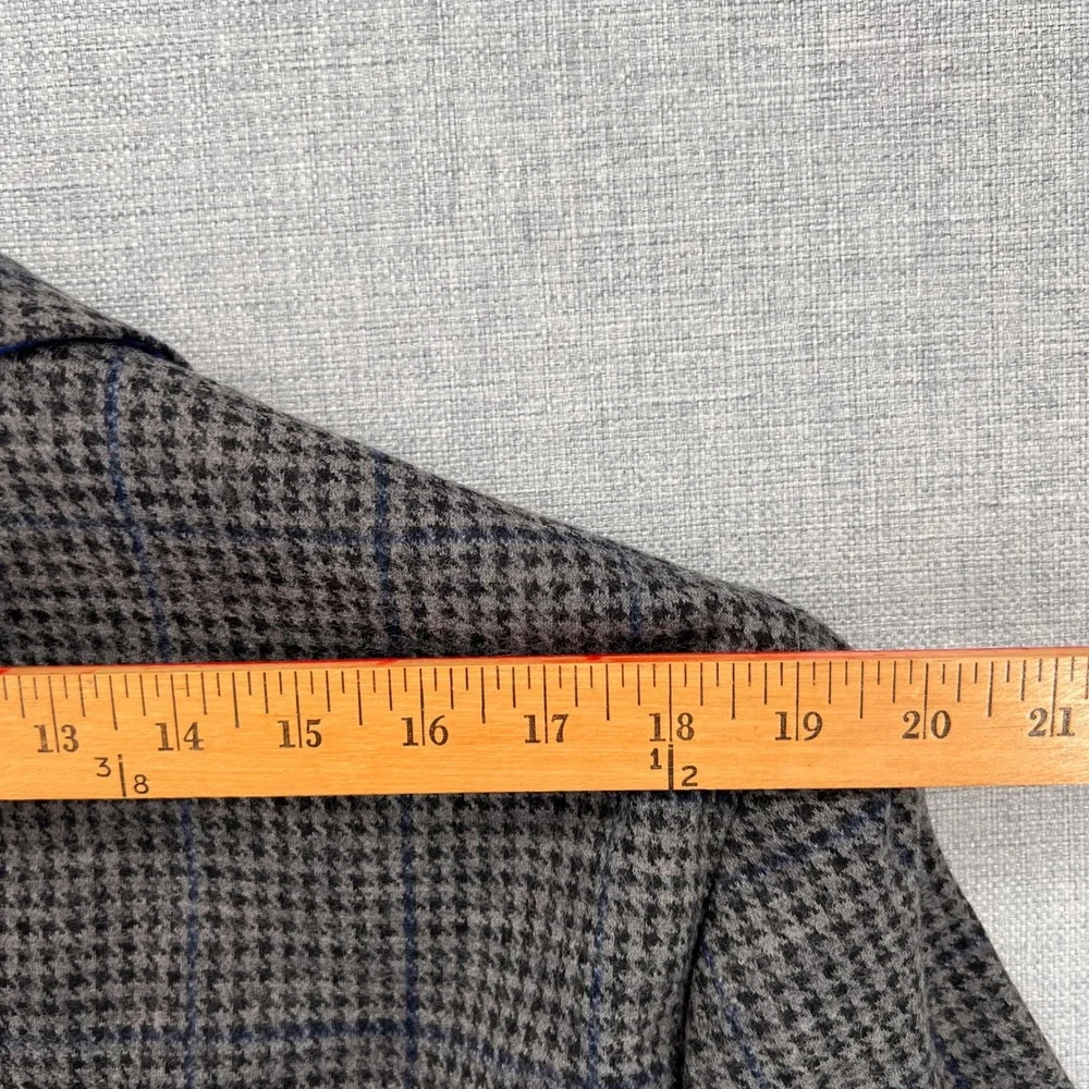 Lands End Houndstooth Windowpane Blazer Sport‎ Coat Men 44S Gray Wool Blend NWT